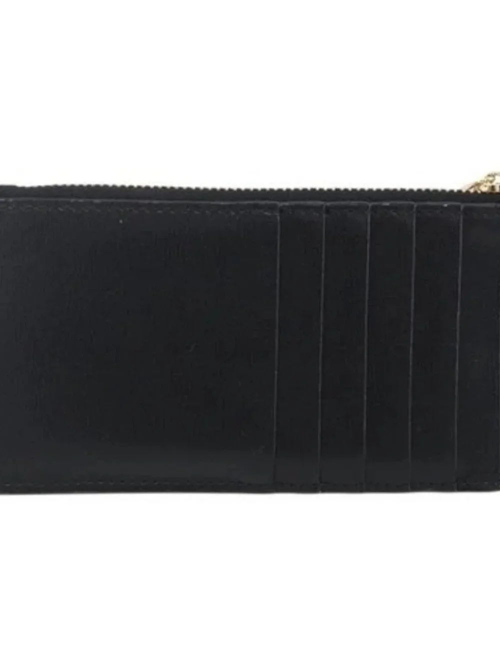 Salvatore Ferragamo Vala Card Case Leather Black Gold Auth BA8463